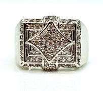 Men's 14 Kt White Gold Plated 5.75 Cttw Lab Simulated Diamond Ring