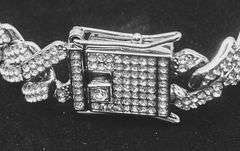 Mens 43.4 Gram 14 Kt White Gold Plated Miami Cuban Link Bracelet