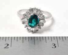 Sapphire and Zircon Gemstone Ring in Sterling Silver 3.7grams Size 8 3/4