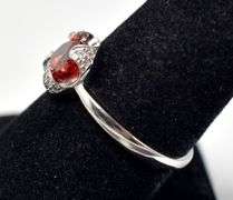 Bright Red Stone Ring in Sterling Silver 2.7grams Size 8 1/4
