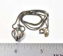 Heart Cage Pearl Necklace in Sterling Silver 4.7grams 18inch