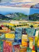 Beautiful Colorful Abstract Acrylic Cityscape