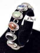 Multi Gemstone Link Bracelet in Sterling Silver 35.1grams