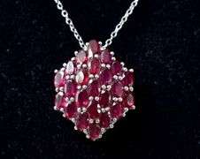 Bright Pink Stone Cluster Necklace in Sterling Silver 7.3grams 18inch