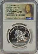Rare First Day Issue 2023 France S20E Libertas Americana. NGC PF70 UC