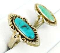 2 Vintage Sterling Silver Turquoise Rings, Size 5