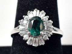 Sapphire and Zircon Gemstone Ring in Sterling Silver 3.7grams Size 8 3/4