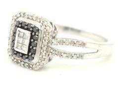 Modern 10K WG Black & White Diamond Ring
