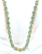 Darling 18.32CTW Oval Shaped Emerald Diamond Necklace in 14K Yellow Gold Over 925 Sterling Silver