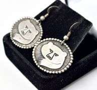 Circular Bear Earrings in Sterling Silver 8.4grams