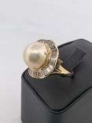 CERTIFIED 14K YELLOW GOLD DIAMOND AND PEARL RING