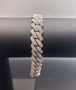 Mens 43.4 Gram 14 Kt White Gold Plated Miami Cuban Link Bracelet