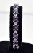 Purple and Clear Gemstone Bracelet in Sterling Silver 21.7grams