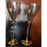 Engraved Silver Polished Champagne Flutes