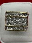 MEN'S CERTIFIED 14K YELLOW GOLD AND DIAMOND RING. 6.00 CARATS
