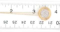 14kt Yellow gold pave diamond disk pendant on chain necklace