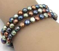 Lot of 3 Honora multi color pearl bracelets