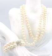 SOLSet of white freshwater pearl double strand necklace and matching bracelet
