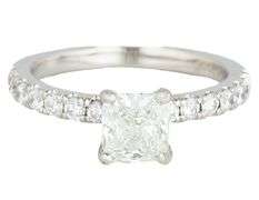 GIA Certified 1.64ctw Cushion and Round Diamond Straight Engagement Ring in Platinum