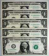 (5) Superb Crisp 2017A $1 Dollar Star Replacement Notes Chicago - Consecutive!
