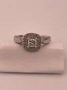 CERTIFIED "VERA WANG" LOVE COLLECTION 14K WHITE GOLD DIAMOND ENGAGEMENT RING.