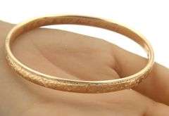 Antique 14K YG Etched Bangle Bracelet