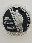 1992 Proof Ben Franklin Firefighter's Silver Medal 1oz .999 with COA