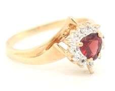 10kt Yellow gold heart shaped Garnet and diamond ring