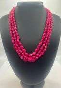 Beautiful 446 Cttw. Mined From The Earth 3 Strand Natural Red Ruby Necklace.