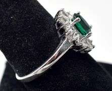 Sapphire and Zircon Gemstone Ring in Sterling Silver 3.7grams Size 8 3/4