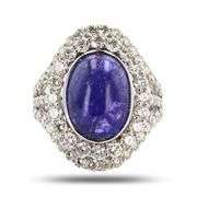 14K WHITE GOLD TANZANITE AND DIAMOND RING 10.57 C.T.W.