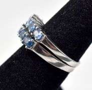 Set of Blue Sapphire Gemstones Rings in Sterling Silver 6.4grams Size 6 3/4
