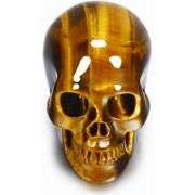 Gold Tiger Eye Hand-Carved Gemstone Skull