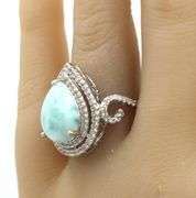 925 Sterling silver pear shaped stone and cubic zirconia ring