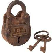 Antique Alcatraz Cast Iron Padlock with Keys