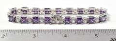 Purple and Clear Gemstone Bracelet in Sterling Silver 21.7grams