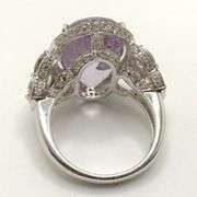 Hand made Italian 18K white gold  diamond and Amethyst/ morganite cocktail ring