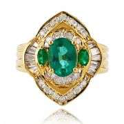 18K YELLOW GOLD EMERALD AND DIAMOND RING 1.59 C.T.W.