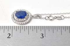 Blue Stone Necklace with Accent Gems in Sterling Silver 3grams 18inch
