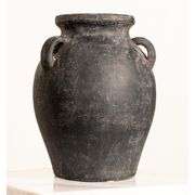 Handmade Black Terracotta Vase with Three Ears