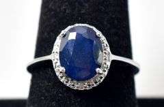 Genuine Sapphire Oval Ring in Sterling Silver 2.7grams Size 8.5