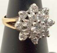 PHOTOS NEEDED 14kt Yellow Gold Champagne Diamond Flower Cluster Ring