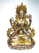 Two Tone Antique Green Tara Buddha Statue