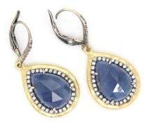 18kt Yellow gold Sapphire and diamond drop earrings