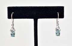 Blue Topaz Gemstone Dangle Earrings in Sterling Silver 3grams