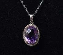 Oval Amethyst Necklace in Sterling Silver 3.8grams 18inch