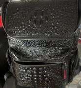 Genuine Leather Backpack Crocodile Pattern