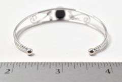 Dainty Cuff Bracelet with Onyx Stone in Sterling Silver 5.8grams