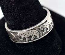 Spotted Cat Band Ring in Sterling Silver 6.3grams Size 11.5