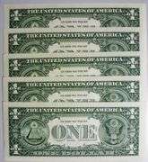 (5) Superb Crisp 2003 $1 Dollar Star Notes Dallas Consecutive Low Serial Numbers!